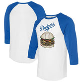 Los Angeles Dodgers Tiny Turnip Women's Burger 3/4-Sleeve Raglan T-Shirt White/Royal