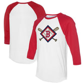 Boston Red Sox Tiny Turnip Women's Diamond Cross Bats 3/4-Sleeve Raglan T-Shirt White/Red