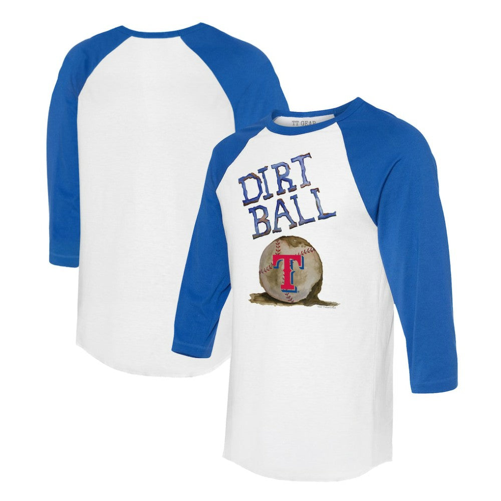 Texas Rangers Tiny Turnip Women's Dirt Ball 3/4-Sleeve Raglan T-Shirt White/Royal