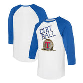 Texas Rangers Tiny Turnip Women's Dirt Ball 3/4-Sleeve Raglan T-Shirt White/Royal