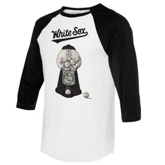 Chicago White Sox Tiny Turnip Women's Gumball Machine 3/4-Sleeve Raglan T-Shirt White/Black