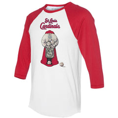 St. Louis Cardinals Tiny Turnip Women's Gumball Machine 3/4-Sleeve Raglan T-Shirt White/Red