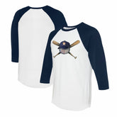 Houston Astros Tiny Turnip Women's Hat Crossbats 3/4-Sleeve Raglan T-Shirt White/Navy