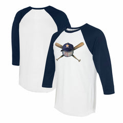 Houston Astros Tiny Turnip Women's Hat Crossbats 3/4-Sleeve Raglan T-Shirt White/Navy