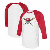 Cincinnati Reds Tiny Turnip Women's Hat Crossbats 3/4-Sleeve Raglan T-Shirt White/Red
