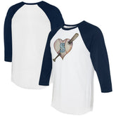 Seattle Mariners Tiny Turnip Women's Heart Bat 3/4-Sleeve Raglan T-Shirt White/Navy