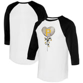 Pittsburgh Pirates Tiny Turnip Women's Heart Lolly 3/4-Sleeve Raglan T-Shirt White/Black