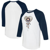 Houston Astros Tiny Turnip Women's Heart Lolly 3/4-Sleeve Raglan T-Shirt White/Navy