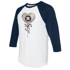 Houston Astros Tiny Turnip Women's Heart Lolly 3/4-Sleeve Raglan T-Shirt White/Navy