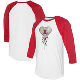 Los Angeles Angels Tiny Turnip Women's Heart Lolly 3/4-Sleeve Raglan T-Shirt White/Red