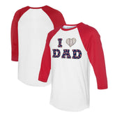 Boston Red Sox Tiny Turnip Women's I Love Dad 3/4-Sleeve Raglan T-Shirt White/Red
