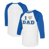 Los Angeles Dodgers Tiny Turnip Women's I Love Dad 3/4-Sleeve Raglan T-Shirt White/Royal