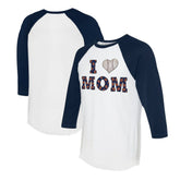 Detroit Tigers Tiny Turnip Women's I Love Mom 3/4-Sleeve Raglan T-Shirt White/Navy