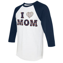 Detroit Tigers Tiny Turnip Women's I Love Mom 3/4-Sleeve Raglan T-Shirt White/Navy