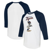 Detroit Tigers Tiny Turnip Women's James 3/4-Sleeve Raglan T-Shirt White/Navy
