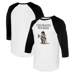 Colorado Rockies Tiny Turnip Women's Kate 3/4-Sleeve Raglan T-Shirt White/Black