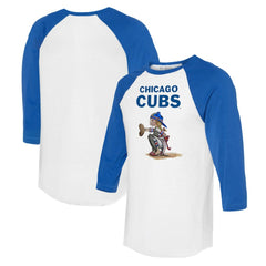 Chicago Cubs Tiny Turnip Women's Kate 3/4-Sleeve Raglan T-Shirt White/Royal