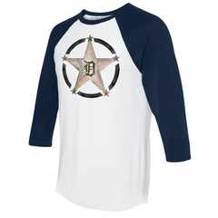 Detroit Tigers Tiny Turnip Women's Military Star 3/4-Sleeve Raglan T-Shirt White/Navy
