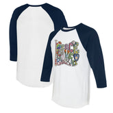 Houston Astros Tiny Turnip Women's Peace Love Baseball 3/4-Sleeve Raglan T-Shirt White/Navy