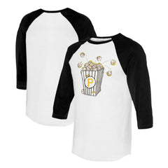 Pittsburgh Pirates Tiny Turnip Women's Popcorn 3/4-Sleeve Raglan T-Shirt White/Black