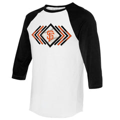 San Francisco Giants Tiny Turnip Women's Prism Arrows 3/4-Sleeve Raglan T-Shirt White