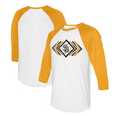 San Diego Padres Tiny Turnip Women's Prism Arrows 3/4-Sleeve Raglan T-Shirt White