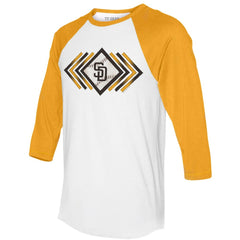 San Diego Padres Tiny Turnip Women's Prism Arrows 3/4-Sleeve Raglan T-Shirt White