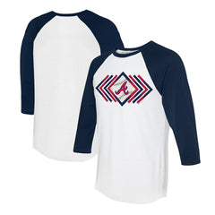 Atlanta Braves Tiny Turnip Women's Prism Arrows 3/4-Sleeve Raglan T-Shirt White