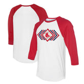 Boston Red Sox Tiny Turnip Women's Prism Arrows 3/4-Sleeve Raglan T-Shirt White