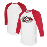 Cincinnati Reds Tiny Turnip Women's Prism Arrows 3/4-Sleeve Raglan T-Shirt White