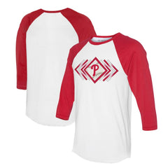 Philadelphia Phillies Tiny Turnip Women's Prism Arrows 3/4-Sleeve Raglan T-Shirt White