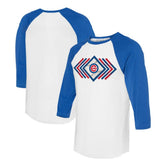 Chicago Cubs Tiny Turnip Women's Prism Arrows 3/4-Sleeve Raglan T-Shirt White
