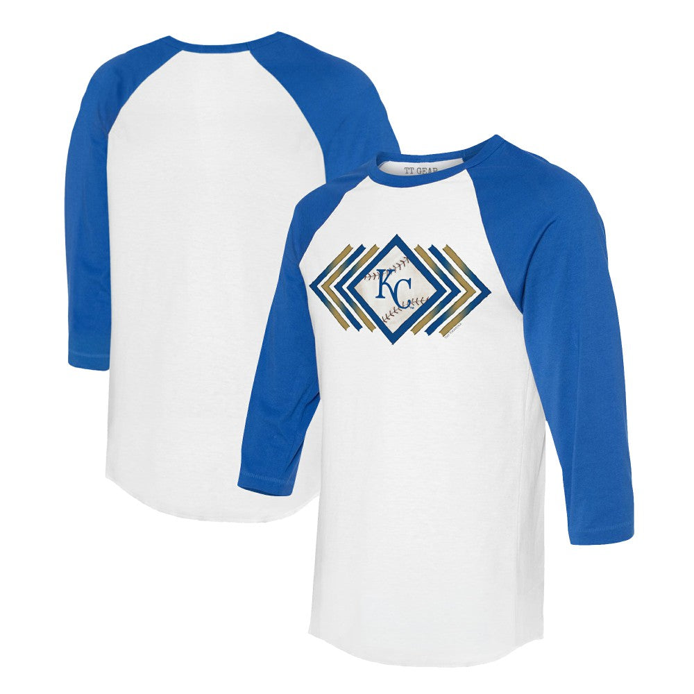 Kansas City Royals Tiny Turnip Women's Prism Arrows 3/4-Sleeve Raglan T-Shirt White