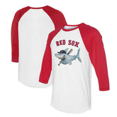 Boston Red Sox Tiny Turnip Women's Shark 3/4-Sleeve Raglan T-Shirt White/Red