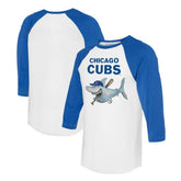Chicago Cubs Tiny Turnip Women's Shark 3/4-Sleeve Raglan T-Shirt White/Royal