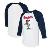Cleveland Guardians Tiny Turnip Women's Slugger 3/4-Sleeve Raglan T-Shirt White/Navy