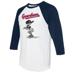 Cleveland Guardians Tiny Turnip Women's Slugger 3/4-Sleeve Raglan T-Shirt White/Navy