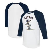 Houston Astros Tiny Turnip Women's Slugger 3/4-Sleeve Raglan T-Shirt White/Navy