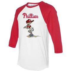 Philadelphia Phillies Tiny Turnip Women's Slugger 3/4-Sleeve Raglan T-Shirt White/Red