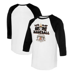 Baltimore Orioles Tiny Turnip Women's Smores 3/4-Sleeve Raglan T-Shirt White/Black