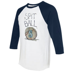 Seattle Mariners Tiny Turnip Women's Spit Ball 3/4-Sleeve Raglan T-Shirt White/Navy