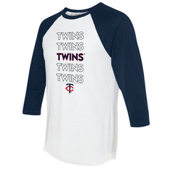 Minnesota Twins Tiny Turnip Women's Stacked 3/4-Sleeve Raglan T-Shirt White/Navy