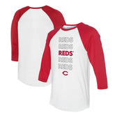 Cincinnati Reds Tiny Turnip Unisex Stacked 3/4-Sleeve Raglan T-Shirt White/Red