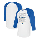 Kansas City Royals Tiny Turnip Unisex Stacked 3/4-Sleeve Raglan T-Shirt White/Royal