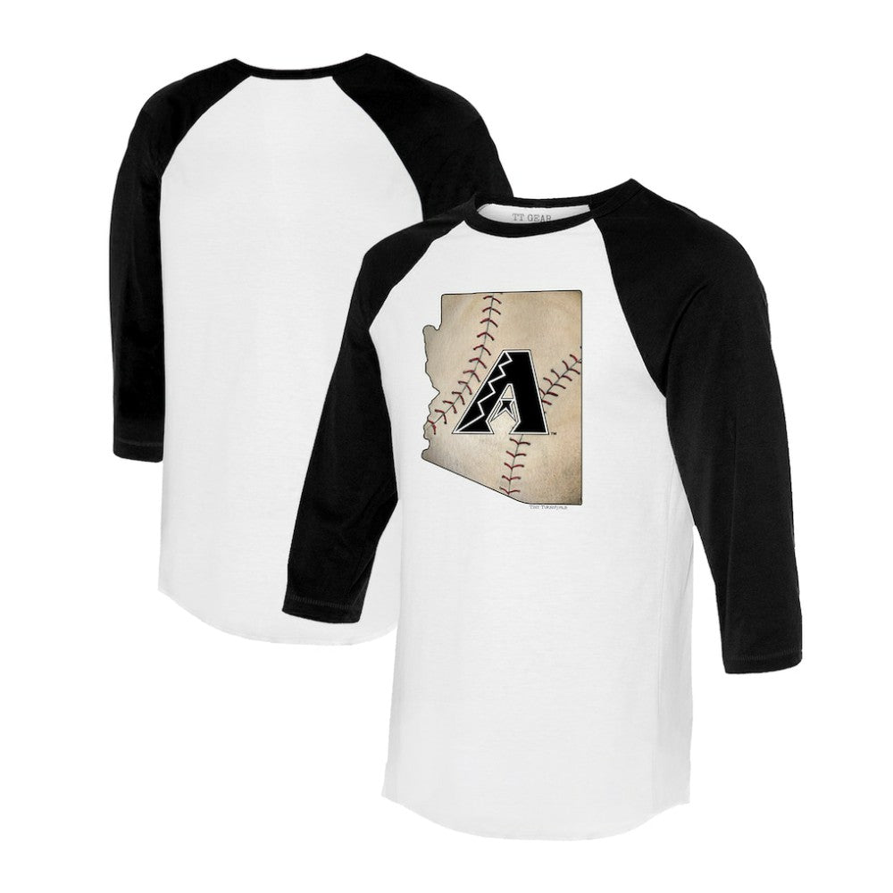 Arizona Diamondbacks Tiny Turnip Unisex State Outline 3/4-Sleeve Raglan T-Shirt White/Black