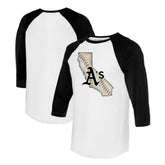 Athletics Tiny Turnip Unisex State Outline 3/4-Sleeve Raglan T-Shirt White/Black