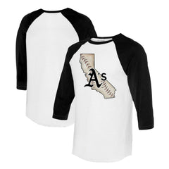 Athletics Tiny Turnip Unisex State Outline 3/4-Sleeve Raglan T-Shirt White/Black