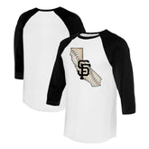 San Francisco Giants Tiny Turnip Unisex State Outline 3/4-Sleeve Raglan T-Shirt White/Black