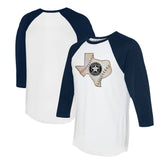 Houston Astros Tiny Turnip Unisex State Outline 3/4-Sleeve Raglan T-Shirt White/Navy
