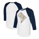 Washington Nationals Tiny Turnip Unisex State Outline 3/4-Sleeve Raglan T-Shirt White/Navy
